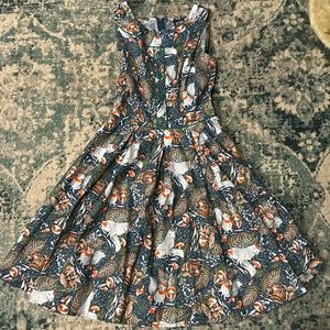 Retrolicious winter wonderland woodland creatures dress